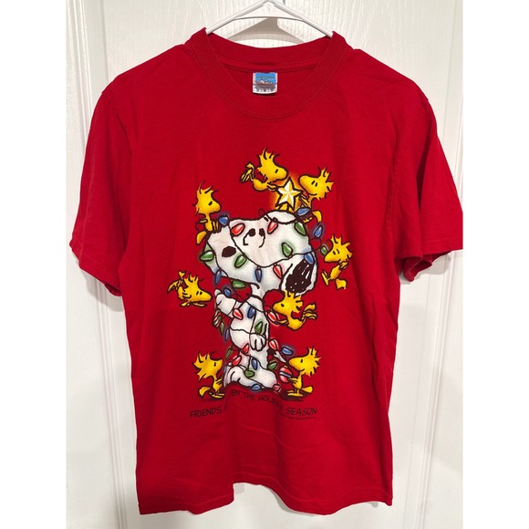 Peanuts Other - Peanuts Snoopy Woodstock Christmas T-Shirt Red Yazbek Graphic Tee Mens Medium